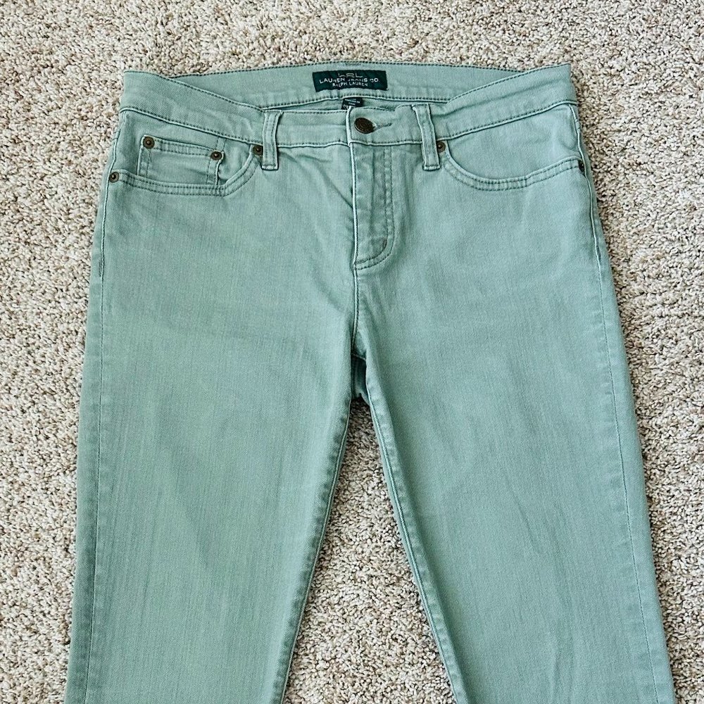 π LAUREN RALPH LAUREN Women Light Green Modern Straight Cropped Pants Sz 6 x25" - Picture 3 of 6